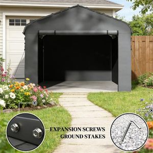 Tettoia in Metallo Grigio Scuro per Auto, Protezione da Sole e Pioggia per Garage e Parcheggi - Product Image 2