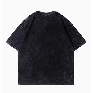 Camisetas al por mayor personalizadas para hombre, de algodón grueso, estampadas, vintage, con lavado ácido, con pedrería y diamantes de imitación, de corte holgado y corto - Product Image 2