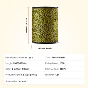 Filo Elettrico Portatile per Recinzione 3366Ft 1026M, Diametro 1/8'', 6 Fili in Acciaio Inox, Polifilo UV per Allevamento Animale - Product Image 3