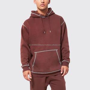 Sweats à capuche unisexes délavés à l'acide avec logo personnalisé fabricants tissu lourd coupé et cousu point inversé - Product Image 3