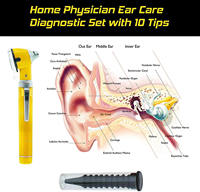 Otoscope miniature Medivolve MI-60015 en acier inoxydable avec LED, appareil de diagnostic pour examen des oreilles, certifié CE classe I, amovible, vétérinaire