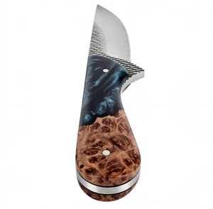 Herramienta utilitaria artesanal de acero para herramientas con punta de corte, mango de madera de resina azul con vetas. - Product Image 3