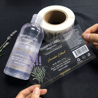 Étiquette de shampooing transparente de luxe personnalisée, logo personnalisé, autocollant en vinyle imperméable, étiquettes d'emballage de produits cosmétiques
