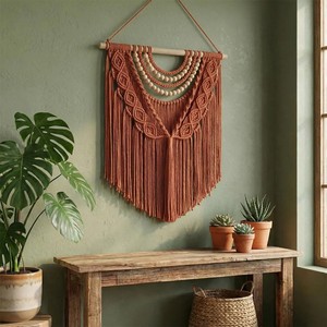 Tapiz de Pared de Macramé Rústico Bohemio Natural al por Mayor para Dormitorio, Sala de Estar u Oficina, Hecho en Vietnam - Product Image 5