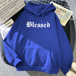 เสื้อฮู้ดพิมพ์ลาย Blessed สำหรับผู้ชายและผู้หญิง สไตล์สตรีทฮิปฮอป เสื้อฮู้ดฤดูใบไม้ร่วง ผ้าฟลีซหลวมๆ สวมใส่สบาย เสื้อสเวตเชิ้ตแบบสวมหัว - Product Image 3