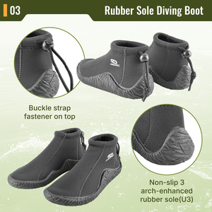 Aropec Black Neoprene Water Booties Dive Shoes Quick Dry Anti Slip Wet Feet Boot Covers for Scuba <b>Surf</b> Kayaking OEM/ODM service - Product Image 4