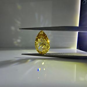 Diamante cultivado en laboratorio con certificación IGI, 3 quilates, corte pera, brillante modificado, color amarillo intenso, VVS2, diamante suelto para la elaboración de joyas. - Product Image 1