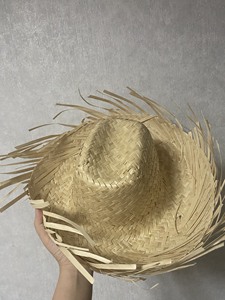 Vietnam Natural Straw Boater Panama Hat with <b>Red</b> <b>Ribbon</b> and Character Patch Unisex Adult Beach Sun Hat 56-58CM - Product Image 3