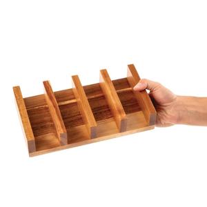 Support à tacos en bois fait main de qualité supérieure à trois fentes, support à tacos durable, support à tacos réutilisable pour la maison, le restaurant, la cuisine - Product Image 6
