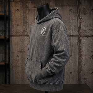 100% Cotton Knitted Acid <b>Wash</b> Solid Pullover Hoodie for Men Winter Street Wear Vintage Regular Fit Low MOQ Best OEM - Product Image 4
