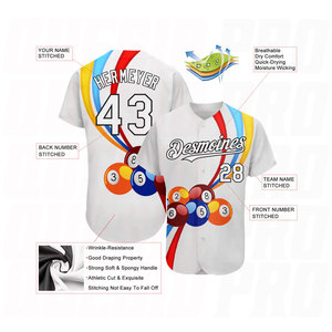 Camiseta de Béisbol Auténtica Personalizada con Diseño de Patrón 3D Blanco y Negro - Product Image 5