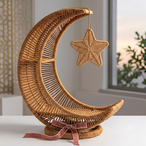 Panier décoratif en rotin en forme de croissant de lune pour Ramadan ou l'Aïd, taille moyenne, pour décoration intérieure, panier en forme de croissant pour la fête du Ramadan - Product Image 1