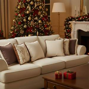 SOGA Juego de 6 fundas de almohada Victorian Rose Vintage Off-White con diseño de ramas botánicas, fundas decorativas para cojines, tamaño 45 cm - Product Image 2