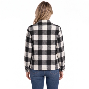 Chaqueta de Franela a Cuadros para Mujer, con Cierre y Cuello Vuelto, Chaqueta de Moda para Dama, Chaqueta de Franela con Cierre y Ajuste Cómodo para Invierno - Product Image 4