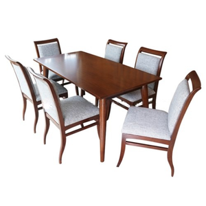 Ensemble de table à manger rectangulaire en bois de noyer moderne pour 6 personnes, pour hôtel et salon - Product Image 2