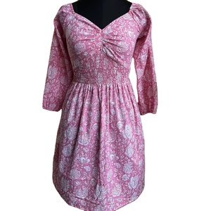 ชุดเดรสมิดิของผู้หญิงพิมพ์ลายบล็อกด้วยมือชุดเดรสผ้าฝ้ายสไตล์โบฮีเมียนผ้าฝ้าย100% สไตล์โบฮีเมียนสำหรับฤดูร้อน - Product Image 1