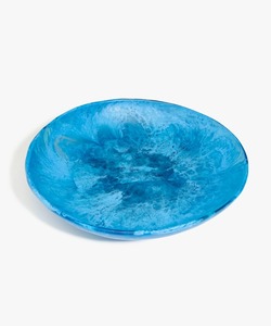 Handmade Polished Wood <b>Bowl</b> <b>Blue</b> Glazed Design Modern Durable Non-Toxic Salad Serving Dish - Product Image 4