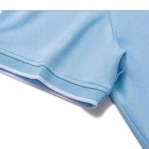 Men's Sky <b>Blue</b> Quarter Zip Tipped Collar <b>Polo</b> Slit Hem Short Sleeve Casual Business Golf Breathable <b>Polo</b> T-<b>Shirt</b> - Product Image 4