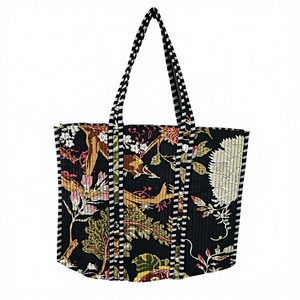 Sac fourre-tout en coton à imprimé floral Black Bird, grand sac à main, sac de courses réutilisable, écologique, léger, pliable, avec fermeture éclair - Product Image 2