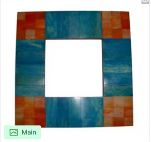 Cadre photo carré en mosaïque artisanal bleu sarcelle et orange, cadre décoratif de luxe en résine avec blocs de couleur modernes - Product Image 6