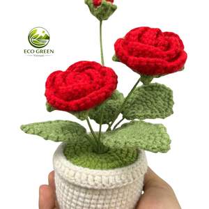 Pot de fleurs au crochet Amigurumi Tulipe, fait main, mignon, décoration de bureau, cadeau d'accompagnement émotionnel pour Maman, Épouse, Amie - Product Image 6