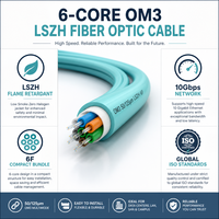 Cable Troncal de Fibra Óptica OM4 LSZH de 6 Hilos para Interiores, para Redes, Centros de Datos y Cableado de Red Local