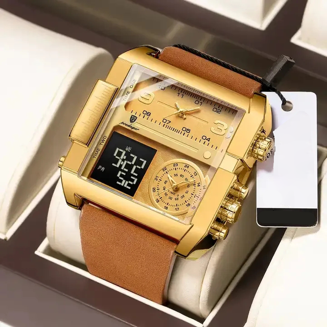 Poedagar 997 Men Quartz Watch Leather Strap Waterproof Luminous Analog Display Chronograph Sport Luxury Business Wristwatch