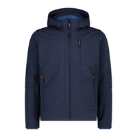 Veste Softshell Homme Bleu Marine de Haute Qualité OEM en Gros, Coupe-Vent, Résistante à l'Eau, à Capuche, Vêtement de Sport avec Fermeture Éclair Orange