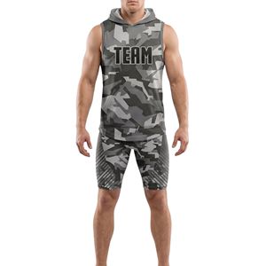 Conjunto de Uniformes de Fútbol 7v7 de Secado Rápido, Chaleco con Capucha sin Mangas, Pantalones Cortos con Gráficos, Poliéster Sublimado con Diseño de Bandera - Product Image 4