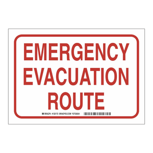 Panneau de signalisation d'évacuation d'urgence Brady - PVC/PC durable pour marquage de sécurité intérieur et extérieur - Product Image 1