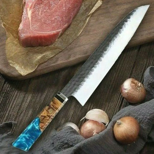 Couteau de chef japonais en acier à haute teneur en carbone, 8-9,9 pouces, manche en résine forgé à la main, lame en acier au carbone forgé à la main, couteau de cuisine ambidextre - Product Image 6