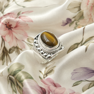 Natural <b>Tiger</b> <b>Eye</b> 925 Sterling Silver Gold Statement <b>Ring</b> Handmade Vintage Boho Adjustable Gemstone Wedding Women Gift Jewelry - Product Image 4