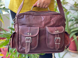 Real Goat Leather Unisex <b>Messenger</b> Shoulder Sling <b>Bag</b> <b>Laptop</b> <b>Bag</b> Office Use <b>Messenger</b> <b>Bag</b> - Product Image 5