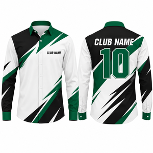 Camisa Deportiva de Manga Larga para Hombre, Cuello Clásico, Estampado por Sublimación, Diseño Pintado a Mano, Transpirable, Poliéster Popelina - Product Image 1