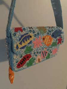 Beaded Ocean Fish Shoulder <b>Bag</b> with Zipper Closure 3pcs Bohemian Women's Handmade Beach Accessory - Product Image 1