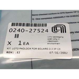 AMAT 0240-27524 Kit, Loto <b>Padlock</b> For Square-D, 3P - Trusted Global Legacy Semiconductor Equipment and Parts at - Product Image 1