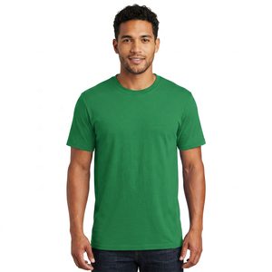 T-shirt décontracté pour homme, vert uni, 100% coton, manches courtes, col rond, coupe classique, jersey tricoté uni - Product Image 3