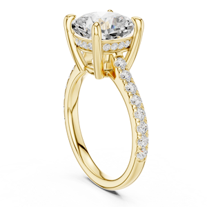 Anillo de Compromiso Clásico de Oro Amarillo de 14K con Corte Cojín de 4CT, Diamante Cultivado en Laboratorio con Certificado IGI, Regalos de Aniversario y Boda - Product Image 3