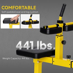 Máquina de levantamiento de pantorrillas ajustable de acero con asiento, amarilla, para entrenamiento de fuerza, con carga de placas - Product Image 6