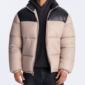 Heavyweight Breathable Bubble Jacket <b>Men's</b> Color Block Down Puffer Jacket Stand Collar Windproof Zipper <b>Winter</b> <b>Waterproof</b> <b>Coat</b> - Product Image 1