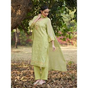 Good Quality <b>Women</b> Cotton Chikankari Embroidered <b>Kurta</b> with Palazzo Ethnic Wear <b>for</b> Daily and Festive Use <b>For</b> Sale - Product Image 1