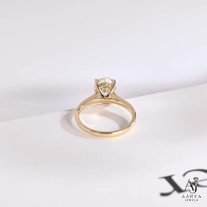 แหวนหมั้นทรงรีประดับโมอิสซาไนต์ คลาสสิก ชุบทอง 14K เงินแท้ 925 ของขวัญวันครบรอบแต่งงานสำหรับผู้หญิง - Product Image 5