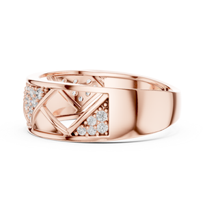 Anillo de diamantes redondos cultivados en laboratorio THE ROYAL TRIAD, engastado en oro rosa de 18 quilates, para bodas, compromisos, regalos, uso diario en la oficina, para hombres. - Product Image 3