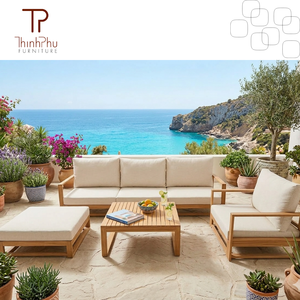 THINH PHU FURNITURE TP6135 Modern Modular Sectional <b>Sofa</b> Set (Wood/Polyester) 3-Seater Bench (4Pcs) 10cm Seat Villa <b>Hotel</b> - Product Image 6