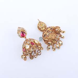 Chaya Polki Designer Jhumkas Fine Dangle Earrings - Product Image 2