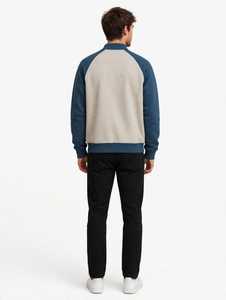 เสื้อแจ็คเก็ตวินเทจแบบมีฮู้ด แบรนด์ Oneten Apparel รุ่น Unisex สีเบจ-น้ำเงิน แต่งลายปักการ์ตูน แขนเสื้อแบบแร็กแลน ซิปหน้า เหมาะสำหรับฤดูใบไม้ร่วง - Product Image 4