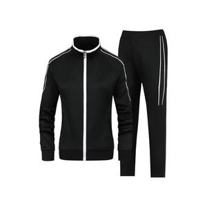 Conjunto Deportivo para Mujer, Color Negro Sólido, Manga Larga, Cierre Frontal con Cremallera, Pantalones Deportivos, Transpirable, Corte Regular, 100% Poliéster - Product Image 1