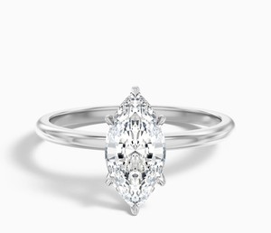 Anillo de Moissanita con Corte Marquesa de Shama Gems Jewels, Plata de Ley 925, Chapado en Oro Blanco, Lujoso, con Engaste de Garras, Clásico, Elegante, para Compromiso - Product Image 1