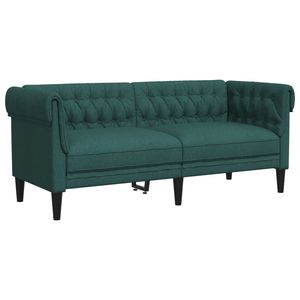 Canapé Chesterfield en bois massif et contreplaqué 100% polyester vert foncé pour salon - Product Image 2