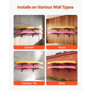 Supporto da Parete per Kayak Resistente, Contiene 2 Kayak fino a 90 kg, Regolabile per Interni ed Esterni, Garage, Capanno, Molo - Product Image 6